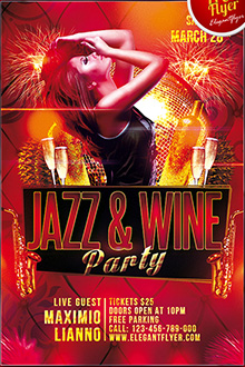 скачать PSD-шаблон флаера: Jazz and Wine Party